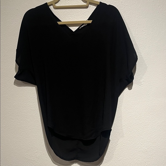 Bundle of Two Lush Black Tops Loose Fitting V-Neck Blouses - Picture 6 of 11